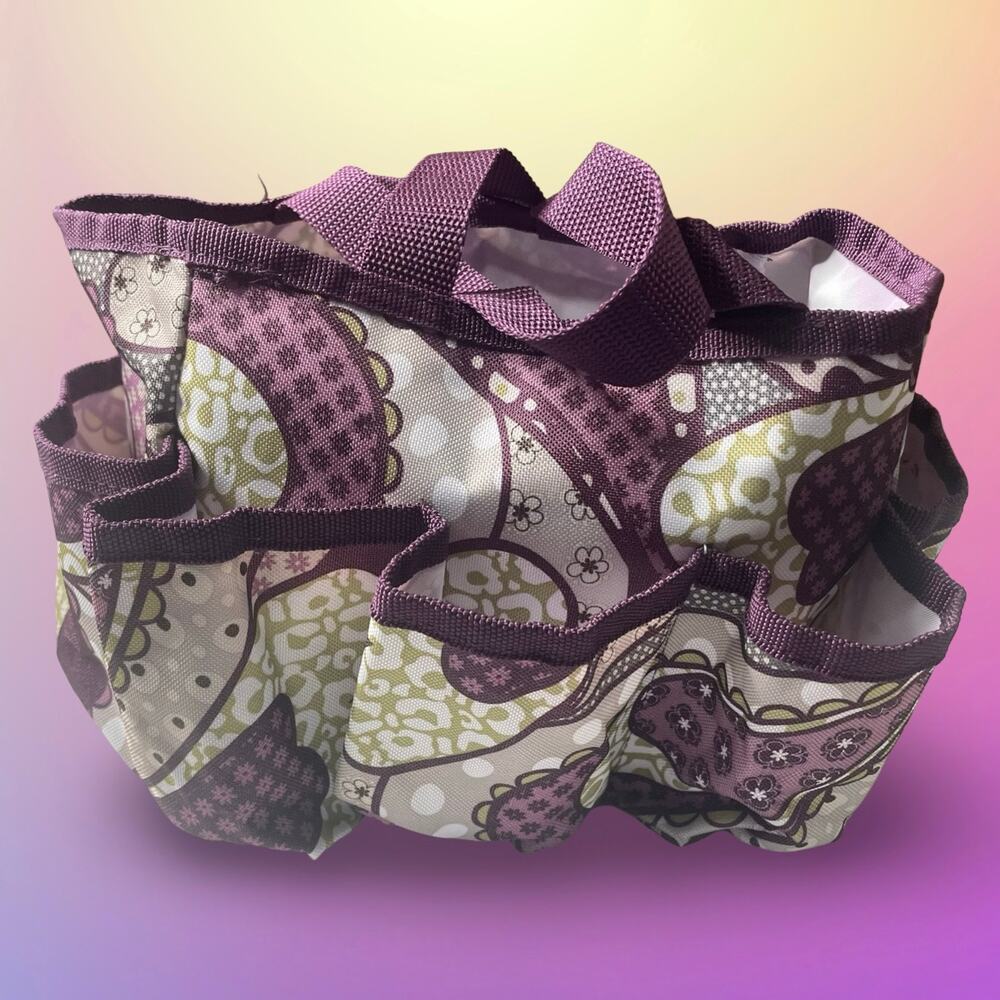 Thirty-One All-In Organizer Mini Utility Tote Bag Plum Awesome Blossom Purple